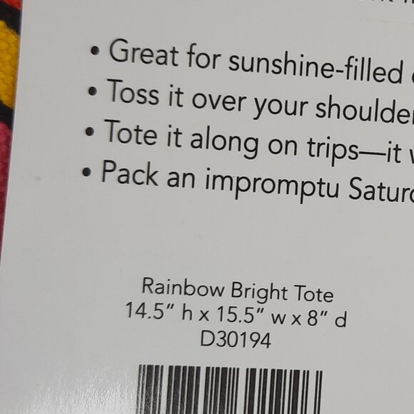 NWT Brighton Rainbow Bright Large Canvas Tote, Versatile "Love To Be Bold" 14x15 - Picture 3 of 10